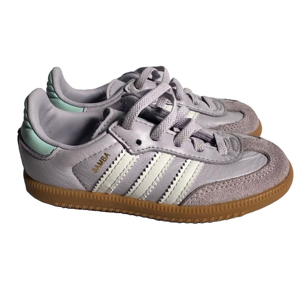 adidas Samba OG Kids 8K Silver Dawn White Aqua Gum Shoes IE8851 Toddler